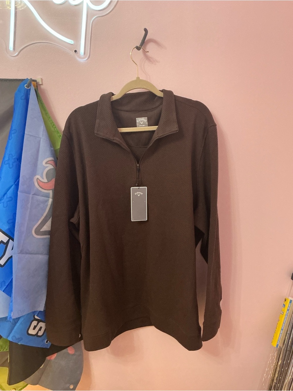 Callaway Opti-Dri Men’s XXL Brown Textured Quarter-Zip Golf Pullover NWT